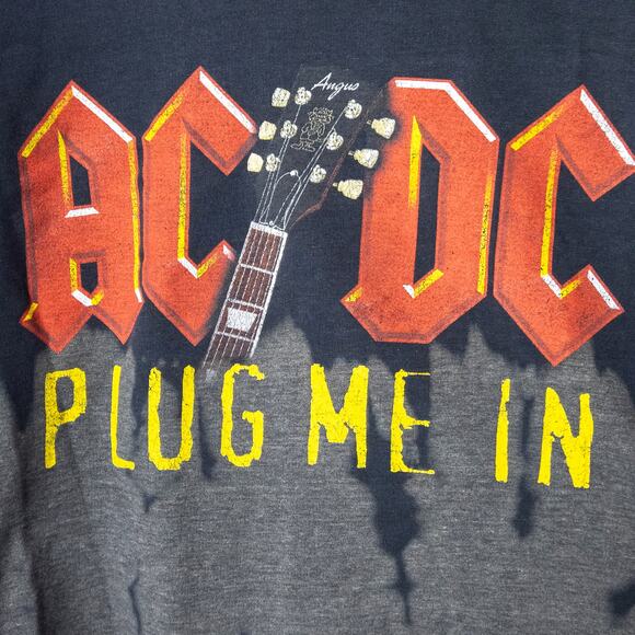 AC/DC Plug Me In Bleach Dye Sweatshirt Women’s Small Cropped Grunge - Picture 4 of 7